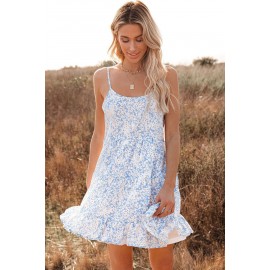 Blue Cascade Babydoll Floral Dress