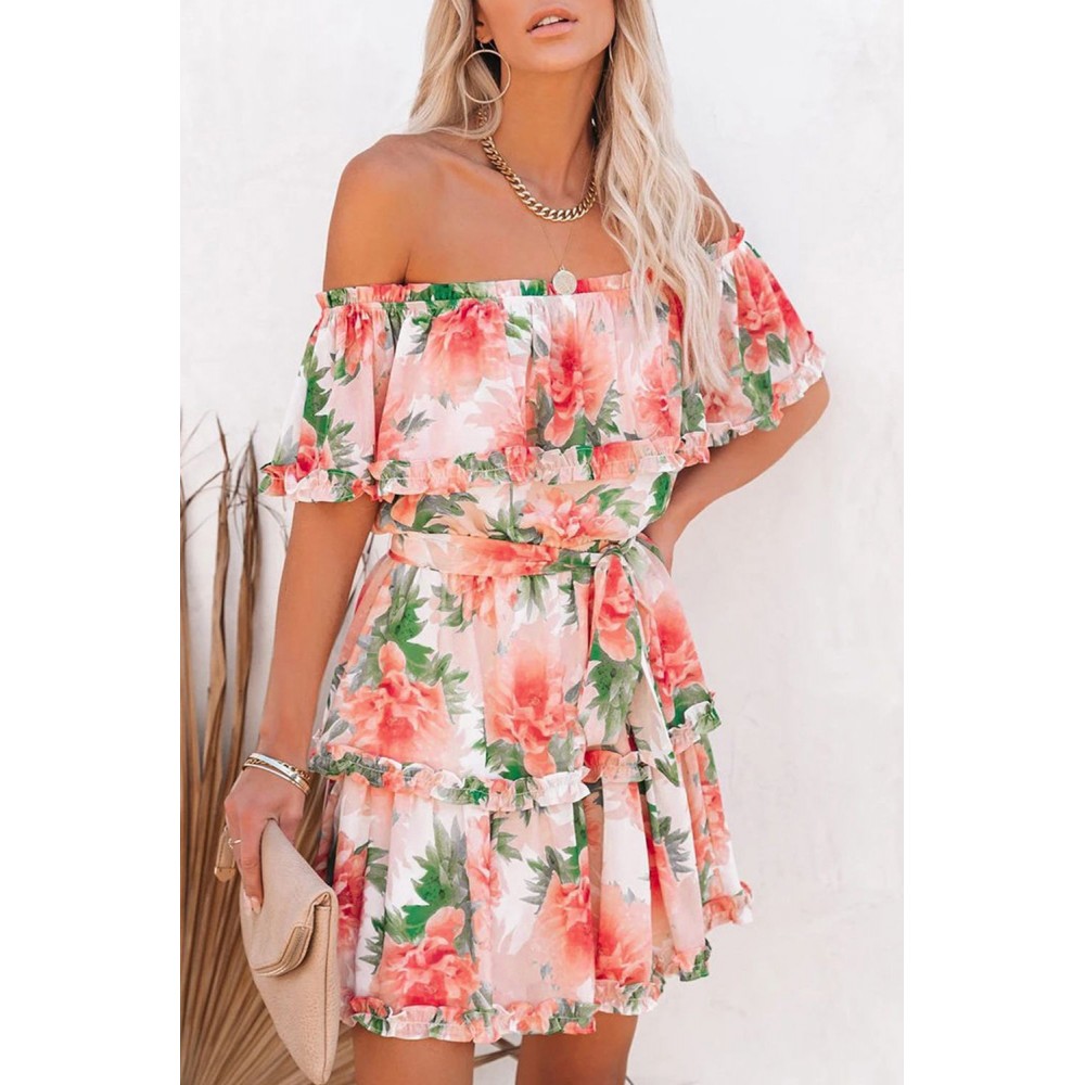 Off The Shoulder Ruffle Floral Dress Off The Shoulder Ruffle Floral Dress