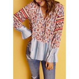 Loose Fit Floral Striped Blouse Loose Fit Floral Striped Blouse