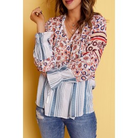 Loose Fit Floral Striped Blouse Loose Fit Floral Striped Blouse