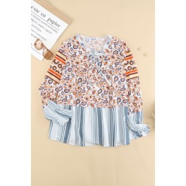 Loose Fit Floral Striped Blouse Loose Fit Floral Striped Blouse